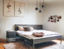 Nachtkonsole >52548< in schwarz, Metall - 45x60x30cm (BxHxT)