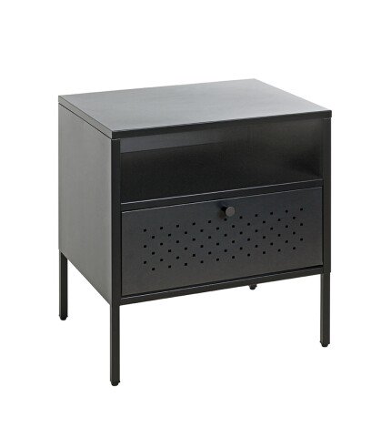 Nachtkonsole >52549< in schwarz, Metall - 45x50x35cm (BxHxT)