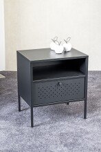 Nachtkonsole >52549< in schwarz, Metall - 45x50x35cm (BxHxT)
