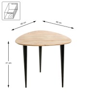Beistelltisch >52942< in akazie, schwarz, Massivholz, Metall - 46x41x46 (BxHxT)
