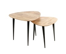 Beistelltisch >52942< in akazie, schwarz, Massivholz, Metall - 46x41x46 (BxHxT)