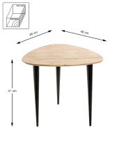 Beistelltisch >52942< in akazie, schwarz, Massivholz, Metall - 46x41x46 (BxHxT)