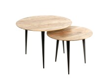 Beistelltisch >52943< in akazie, schwarz, Massivholz, Metall - 46x65cm (HxD)