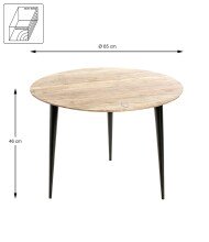 Beistelltisch >52943< in akazie, schwarz, Massivholz, Metall - 46x65cm (HxD)