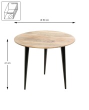 Beistelltisch >52944< in akazie, schwarz, Massivholz, Metall - 41x50cm (HxD)