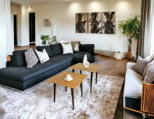 Beistelltisch >52956< in akazie, schwarz, Massivholz, Metall - 55x46x55 (BxHxT)