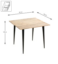 Beistelltisch >52956< in akazie, schwarz, Massivholz, Metall - 55x46x55 (BxHxT)