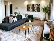 Beistelltisch >52956< in akazie, schwarz, Massivholz, Metall - 55x46x55 (BxHxT)