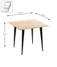 Beistelltisch >52957< in akazie, schwarz, Massivholz, Metall - 46x41x46 (BxHxT)