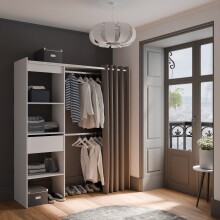 Vorhang-Schrank >CHICAGO< in weiß  - 113,8x191,5x50cm (BxHxT)