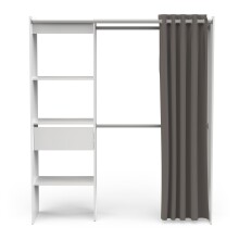 Vorhang-Schrank >CHICAGO< in weiß  - 113,8x191,5x50cm (BxHxT)