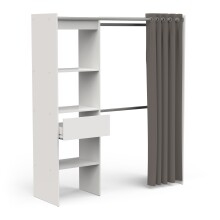 Vorhang-Schrank >CHICAGO< in weiß  - 113,8x191,5x50cm (BxHxT)