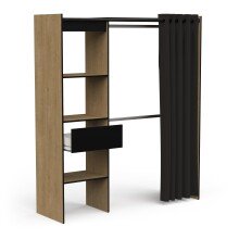 Vorhang-Schrank >CHICAGO< in Hamilton Eiche - 113,8x191,5x50cm (BxHxT)