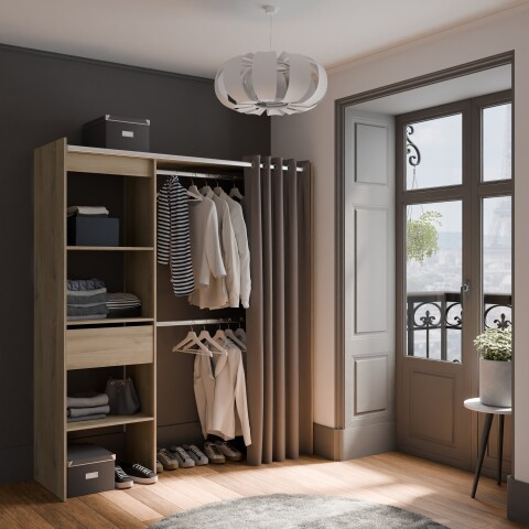 Vorhang-Schrank >CHICAGO< in Kronberg Eiche - 113,8x191,5x50cm (BxHxT)