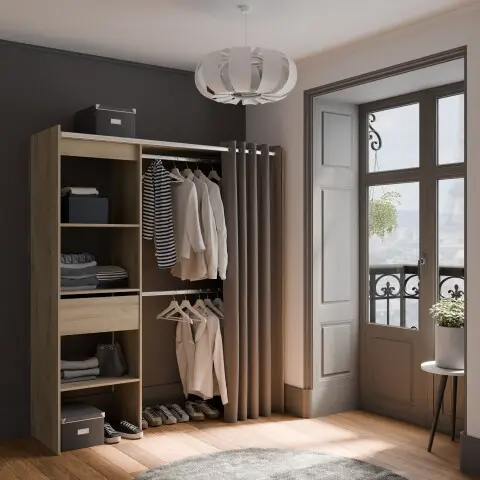 Vorhang-Schrank >CHICAGO< in Kronberg Eiche - 113,8x191,5x50cm (BxHxT)