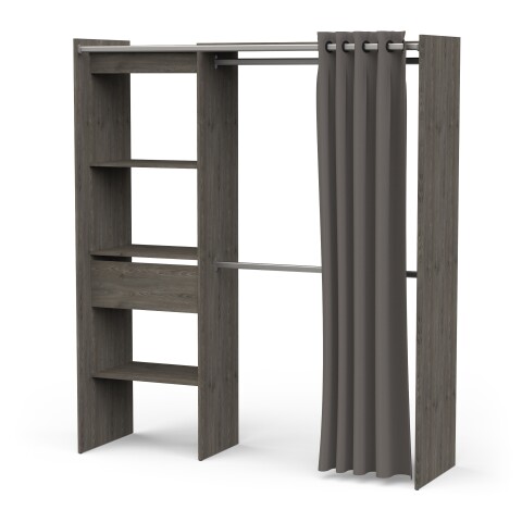 Vorhang-Schrank >CHICAGO< in Vulcano Eiche - 113,8x191,5x50cm (BxHxT)