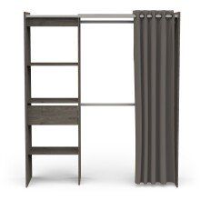 Vorhang-Schrank >CHICAGO< in Vulcano Eiche - 113,8x191,5x50cm (BxHxT)