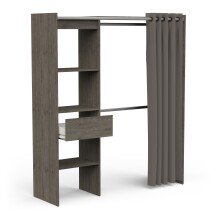 Vorhang-Schrank >CHICAGO< in Vulcano Eiche - 113,8x191,5x50cm (BxHxT)