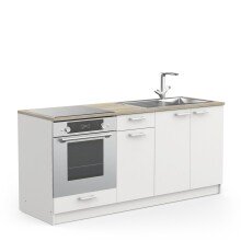 Miniküche >COOKING< in Matt weiß - 180x82,5x60cm (BxHxT)