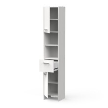Hochschrank >CORALIE 3< in Matt weiß - 33,6x184,9x32,8cm (BxHxT)