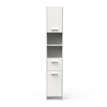 Hochschrank >CORALIE 3< in Matt weiß - 33,6x184,9x32,8cm (BxHxT)