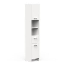 Hochschrank >CORALIE 3< in Matt weiß - 33,6x184,9x32,8cm (BxHxT)