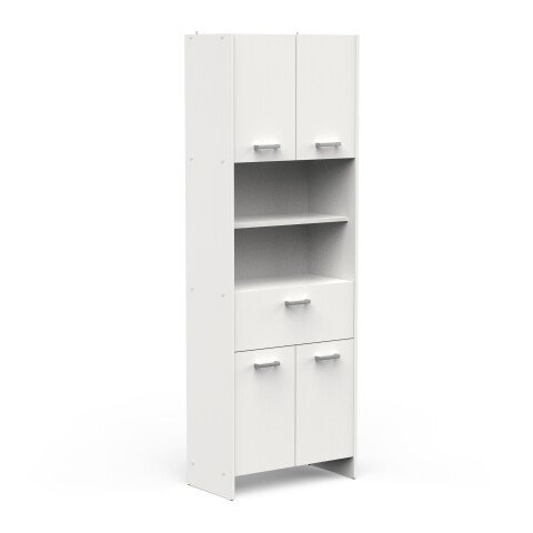 Hochschrank >CORALIE 3< in Matt weiß - 63,6x184,9x32,8cm (BxHxT)