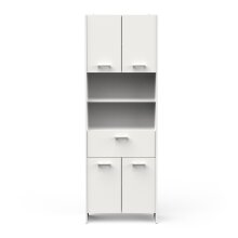 Hochschrank >CORALIE 3< in Matt weiß - 63,6x184,9x32,8cm (BxHxT)