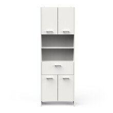 Hochschrank >CORALIE 3< in Matt weiß - 63,6x184,9x32,8cm (BxHxT)