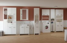 Hochschrank >CORALIE 3< in Matt weiß - 63,6x184,9x32,8cm (BxHxT)