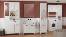 Badezimmerspiegelschrank >CORALIE 3< in Matt weiß - 57,3x76,9x16,2cm (BxHxT)