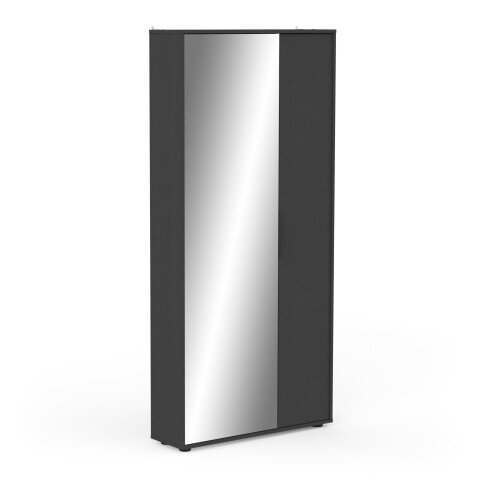 Schuhschrank >EBONY< in Schwarz strukturiert - 82,8x178,4x23,9cm (BxHxT)