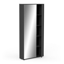 Schuhschrank >EBONY< in Schwarz strukturiert - 82,8x178,4x23,9cm (BxHxT)