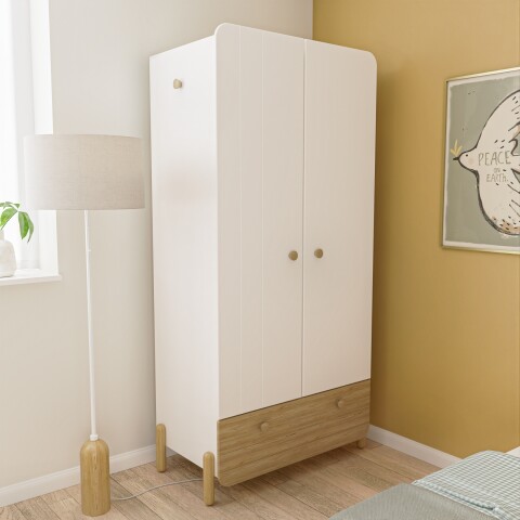 Kleiderschrank >EDAJ< in weiß  - 94,6x187,6x51,5cm (BxHxT)