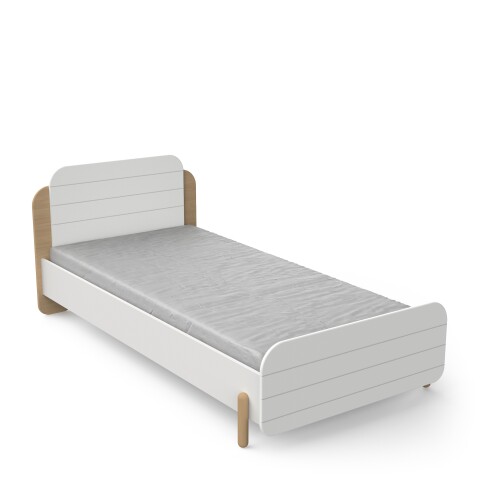 Einzelbett >EDAJ< in weiß  - 204,1x78,5x102,1cm (BxHxT)