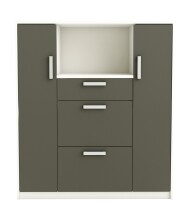 Mikrowellenumbauschrank >FLAVOR< in dunkelgrau - 116,2x132,2x40cm (BxHxT)