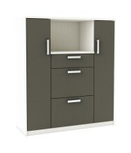 Mikrowellenumbauschrank >FLAVOR< in dunkelgrau - 116,2x132,2x40cm (BxHxT)