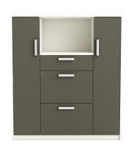 Mikrowellenumbauschrank >FLAVOR< in dunkelgrau - 116,2x132,2x40cm (BxHxT)