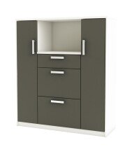 Mikrowellenumbauschrank >FLAVOR< in dunkelgrau - 116,2x132,2x40cm (BxHxT)