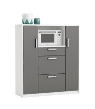 Mikrowellenumbauschrank >FLAVOR< in dunkelgrau - 116,2x132,2x40cm (BxHxT)