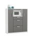 Mikrowellenumbauschrank >FLAVOR< in dunkelgrau - 116,2x132,2x40cm (BxHxT)