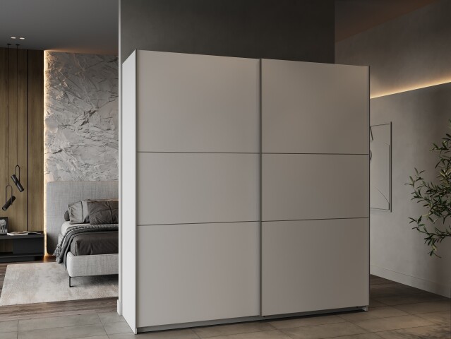 Schiebetürenschrank >GHOST< in Matt weiß - 194,5x203x59,9cm (BxHxT)