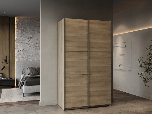 Schiebetürenschrank >GHOST< in Kronberg Eiche - 116,5x203x59,8cm (BxHxT)