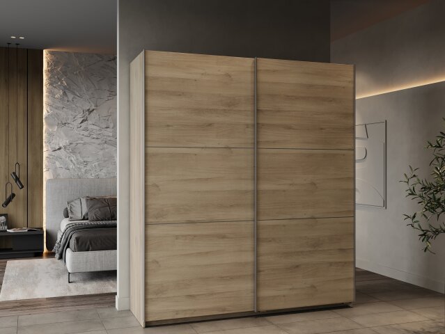 Schiebetürenschrank >GHOST< in Kronberg Eiche - 178,1x203x59,9cm (BxHxT)