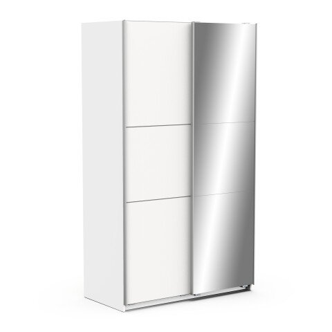 Schiebetürenschrank >GHOST< in Matt weiß - 116,5x203x59,8cm (BxHxT)