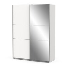 Schiebetürenschrank >GHOST< in Matt weiß - 148x203x59,8cm (BxHxT)