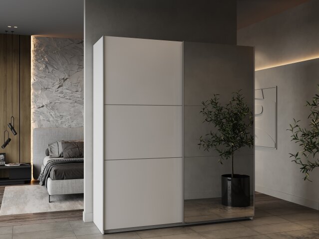 Schiebetürenschrank >GHOST< in Matt weiß - 178,1x203x59,9cm (BxHxT)