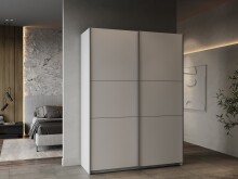 Schiebetürenschrank >GHOST< in Matt weiß - 148x203x59,8cm (BxHxT)