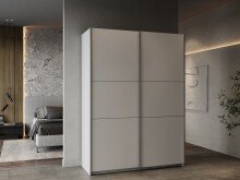 Schiebetürenschrank >GHOST< in Matt weiß - 148x203x59,8cm (BxHxT)
