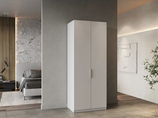 Drehtürenschrank >GHOST< in Matt weiß - 79,4x203x51,1cm (BxHxT)